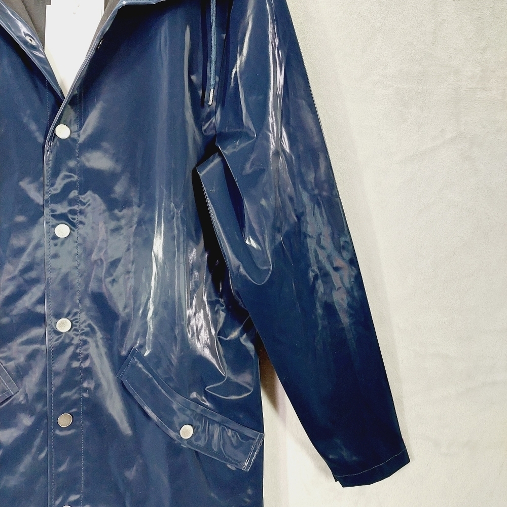 New Rains 12020 Unisex Waterproof Long Jacket In Navy P4936 - Picture 5 of 11